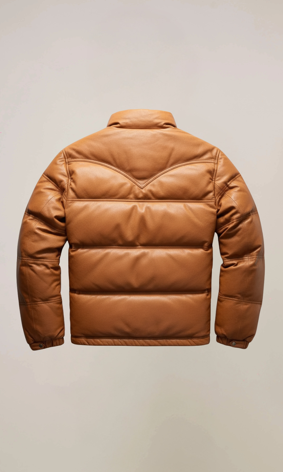 Men’s Leather Puffer Bomber Jacket