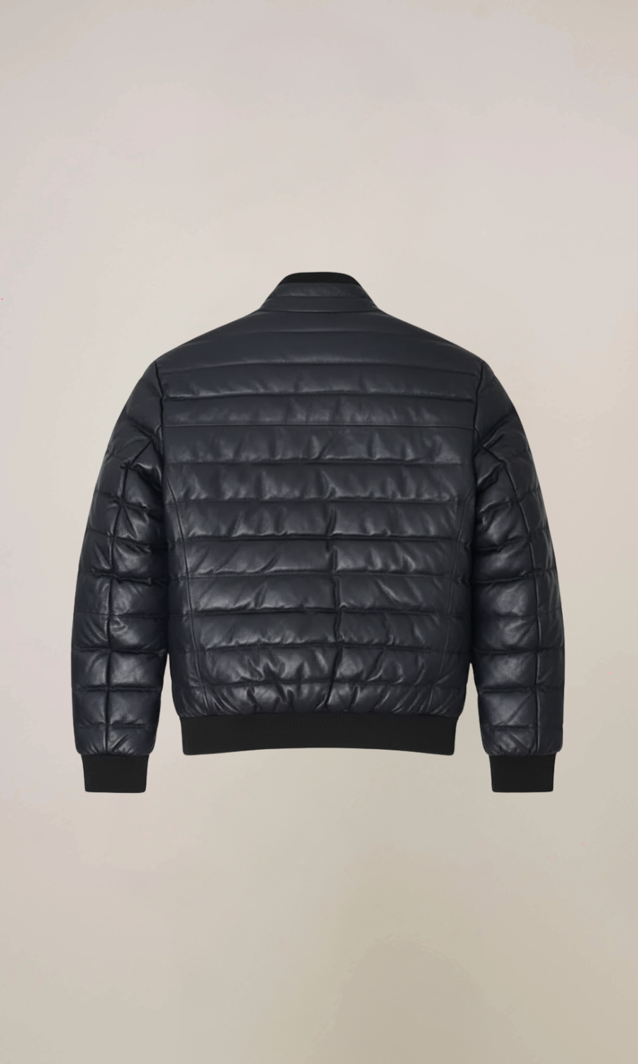 Men’s lambskin Black Puffer Bomber Leather Jacket