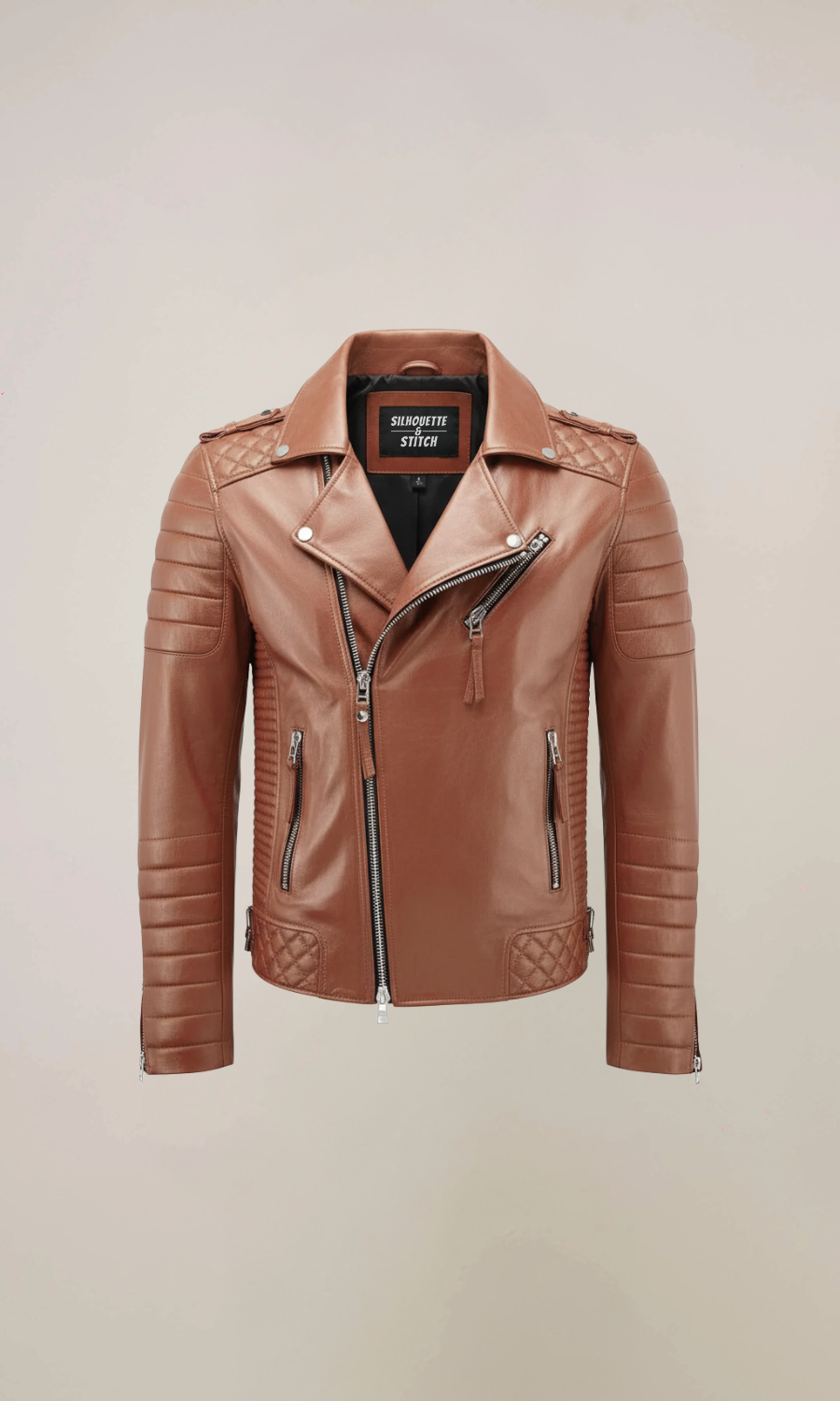 Men’s Tan Biker Leather Jacket