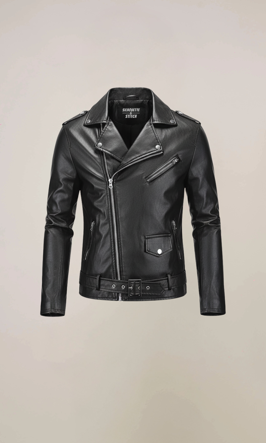 Men’s Black Belted Leather Jacket