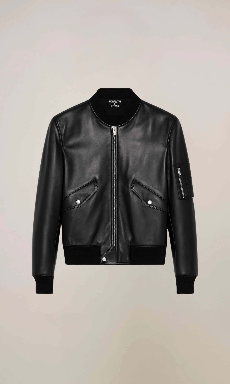 Men’s Black MA-1 Bomber Leather Jacket