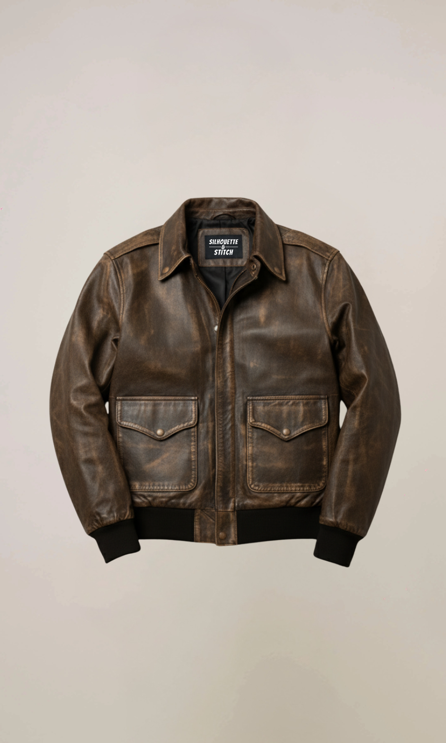 Distressed Aviator Air Force Leather Bomber Jacket