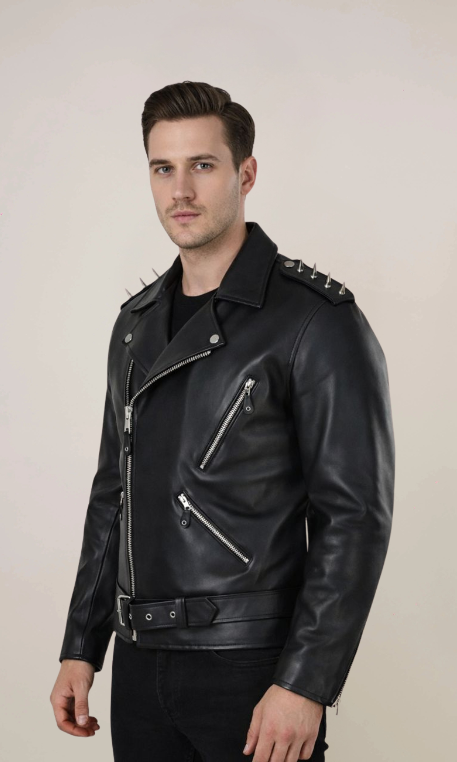 Men’s Spike Hide Original Cross Zip Leather Jacket