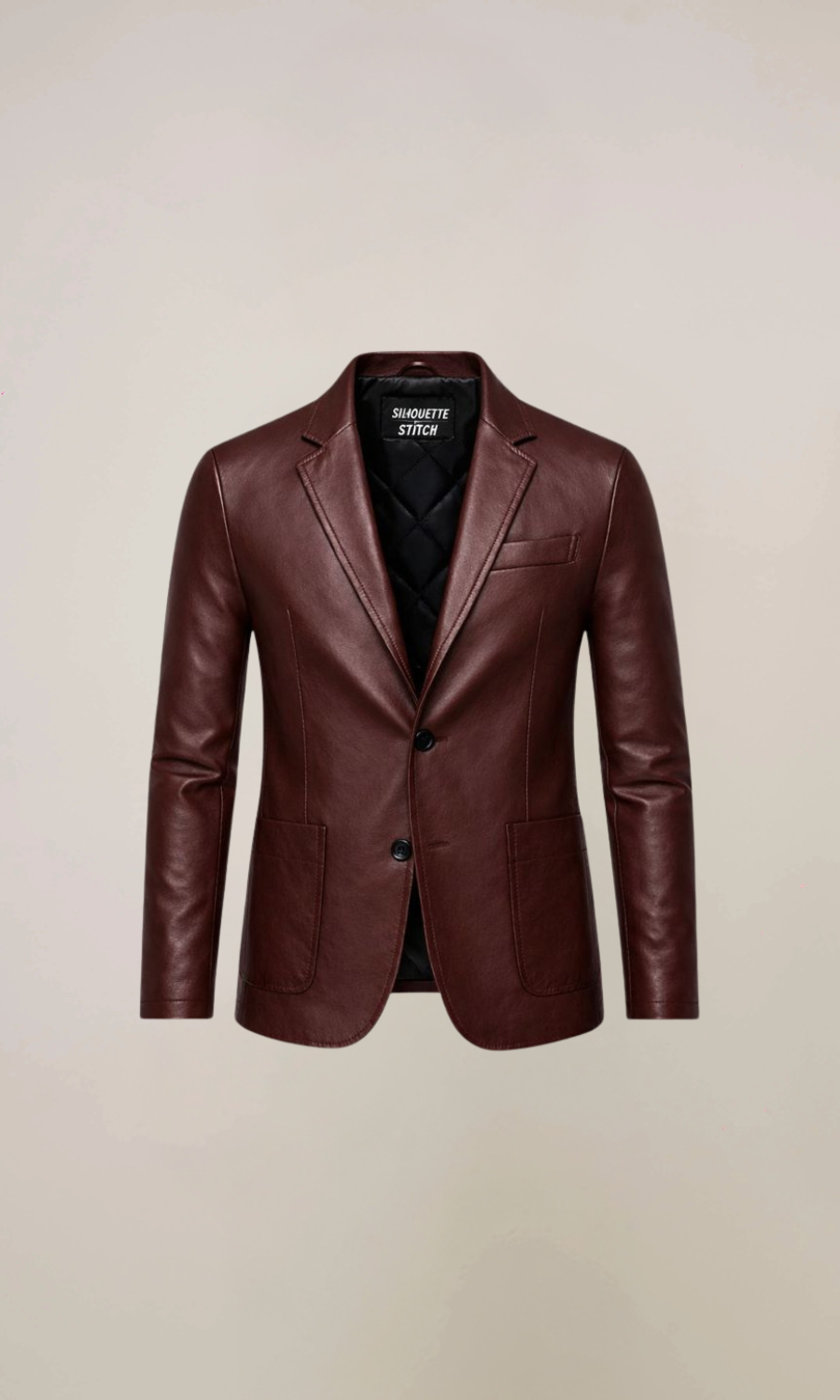 Men's Maroon Winter Leather Blazer Jacket