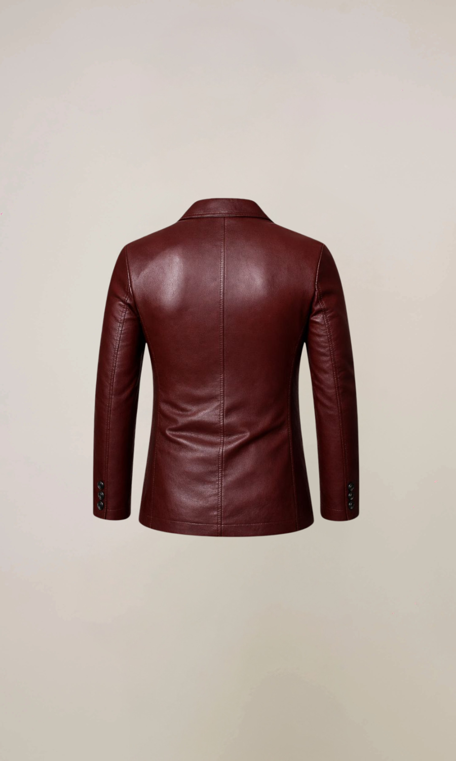 Men's Maroon Winter Leather Blazer Jacket