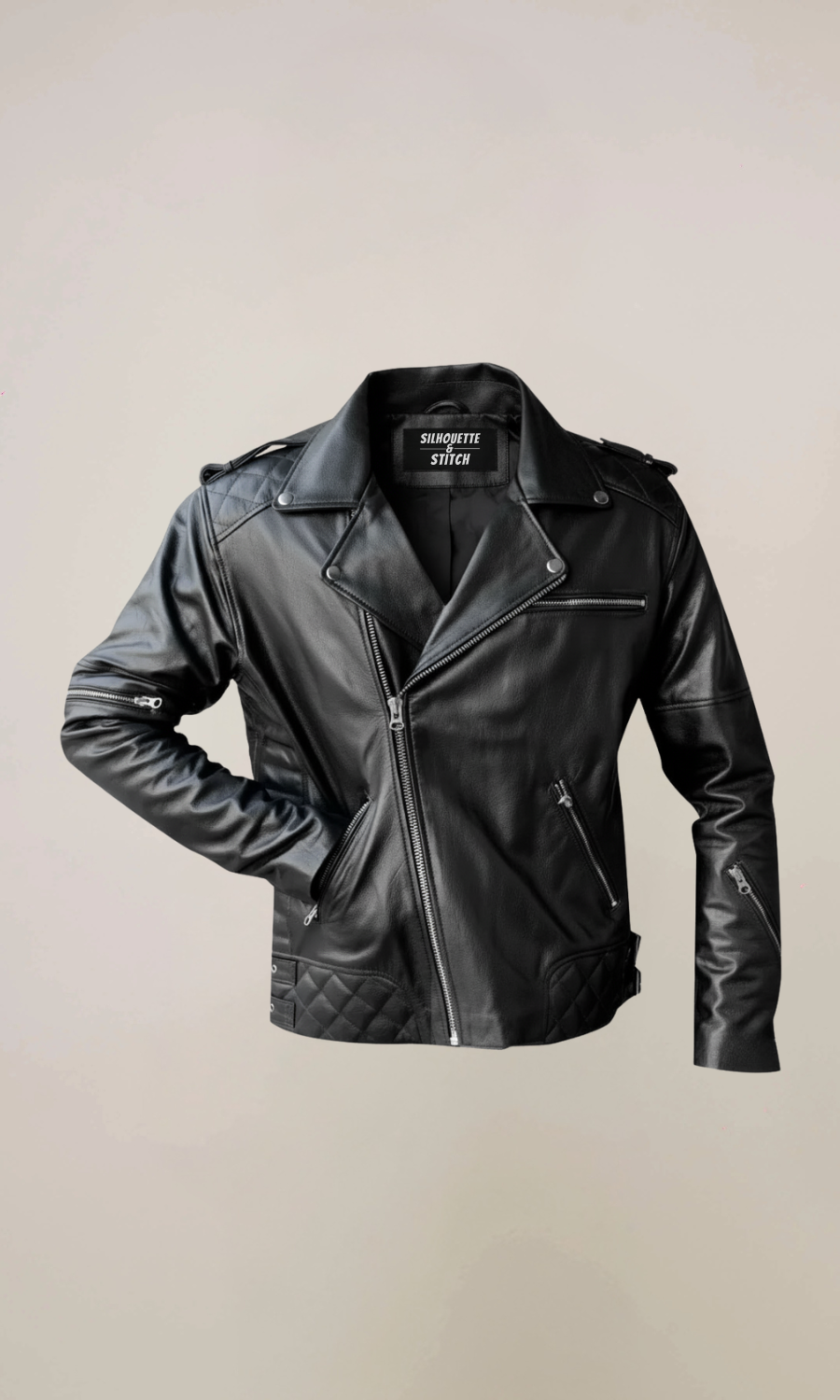 Men’s Black Biker Goatskin Leather Jacket