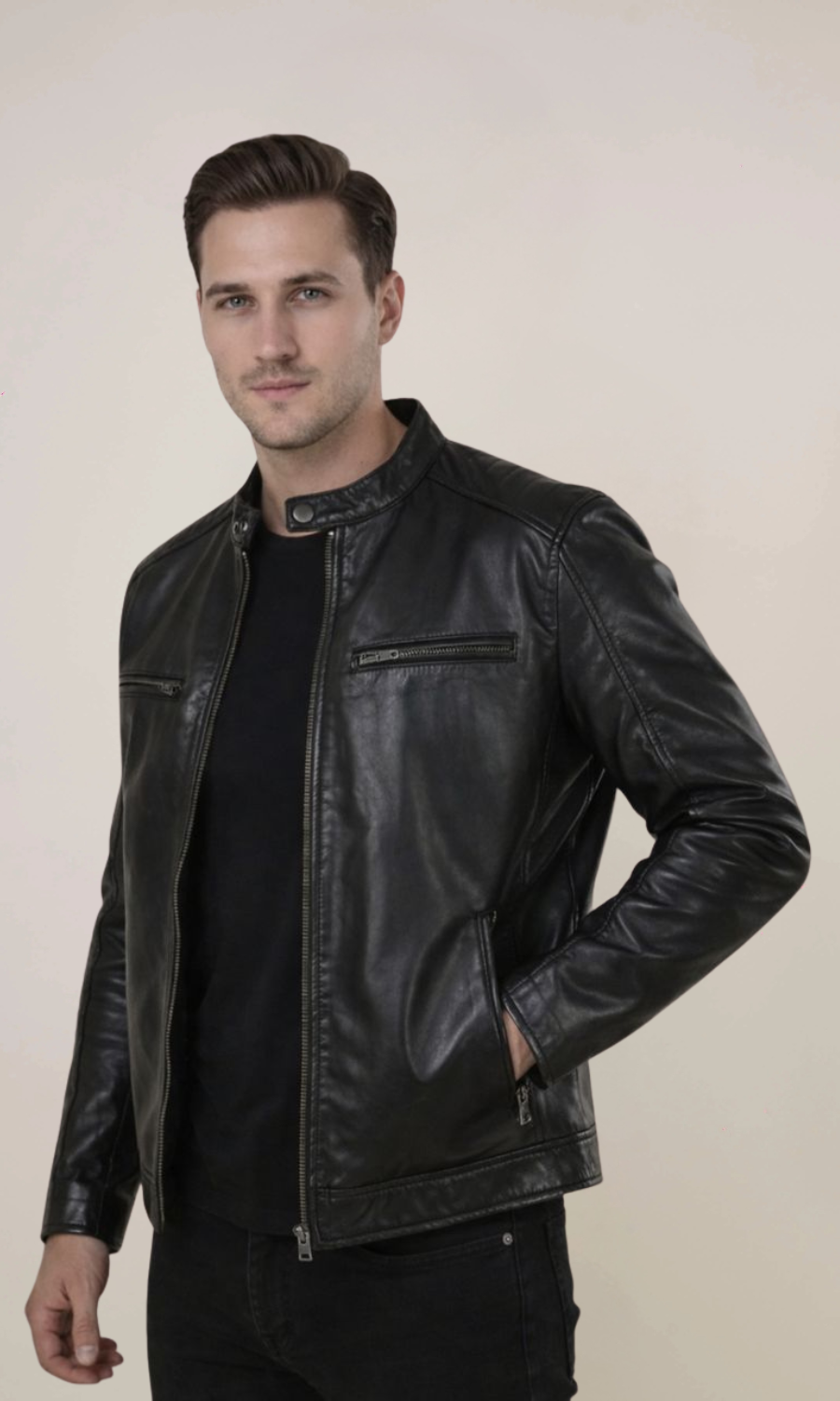 Men’s Black Motorcycle Leather Jacket