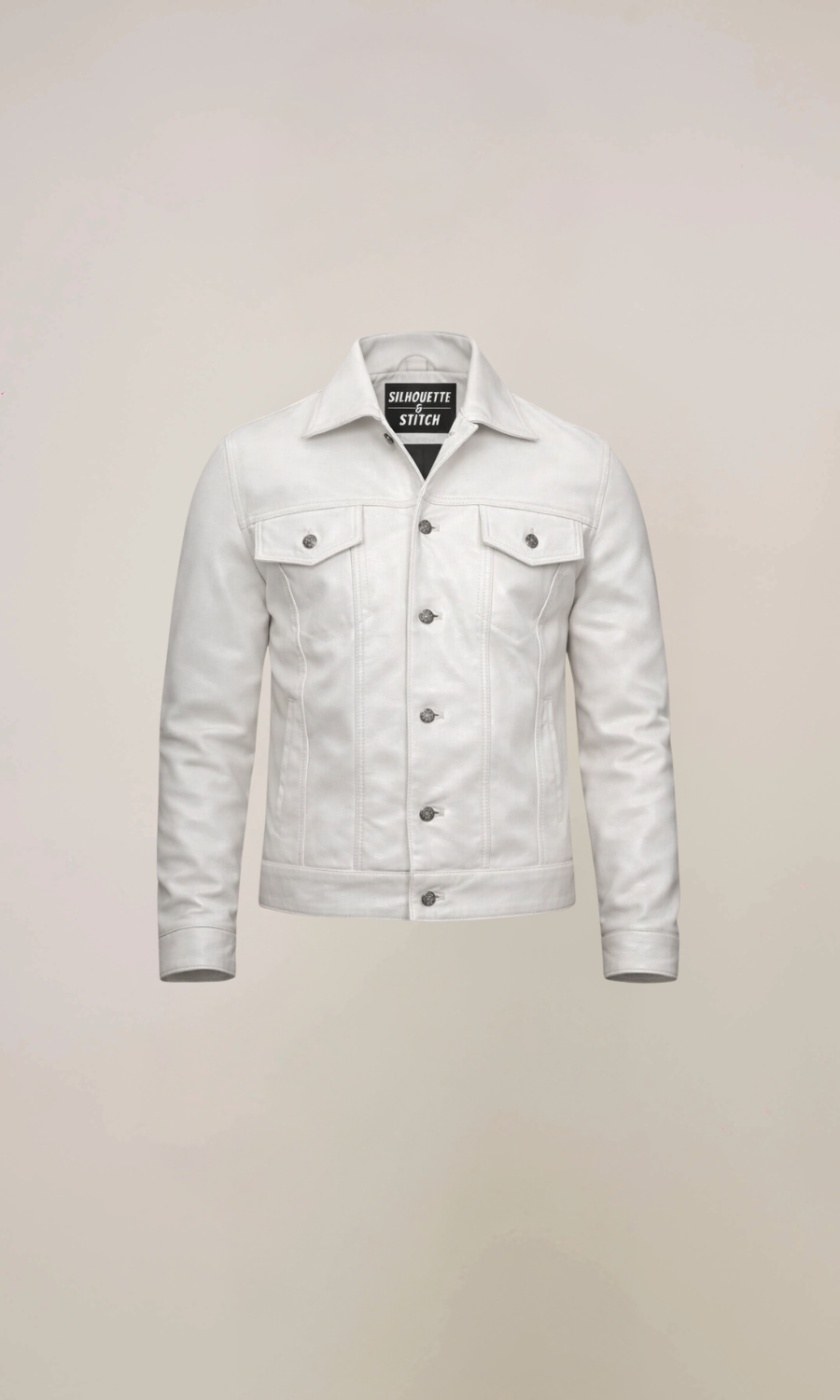 Men’s White Lambskin Leather Jacket