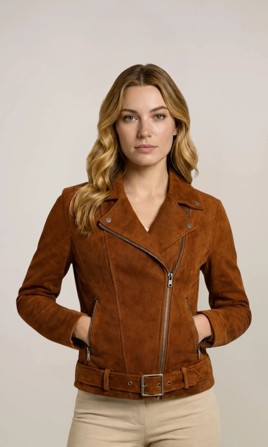 Women’s Brown Suede Moto Jacket