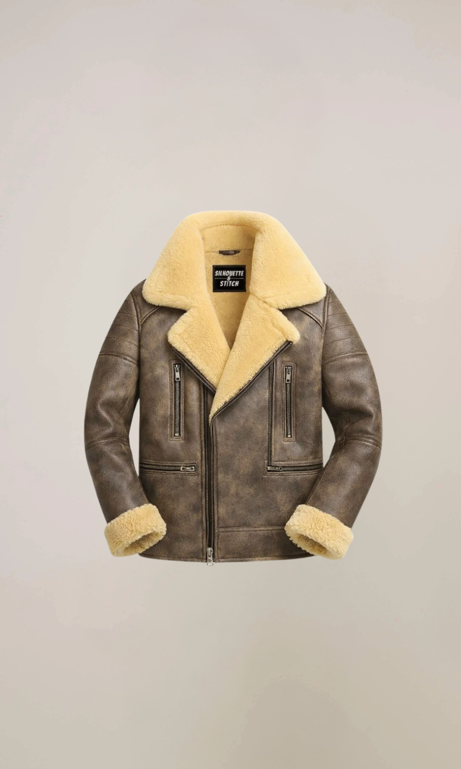 Men's Brown Winter Fur Shearling Leather Coat