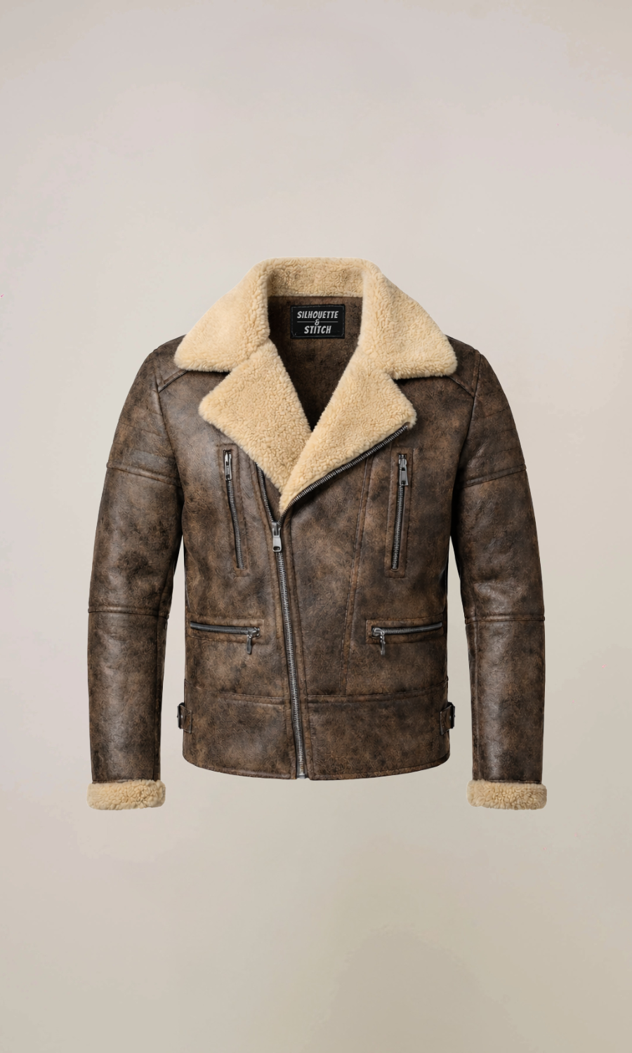 Men's Brown Winter Fur Shearling Leather Coat