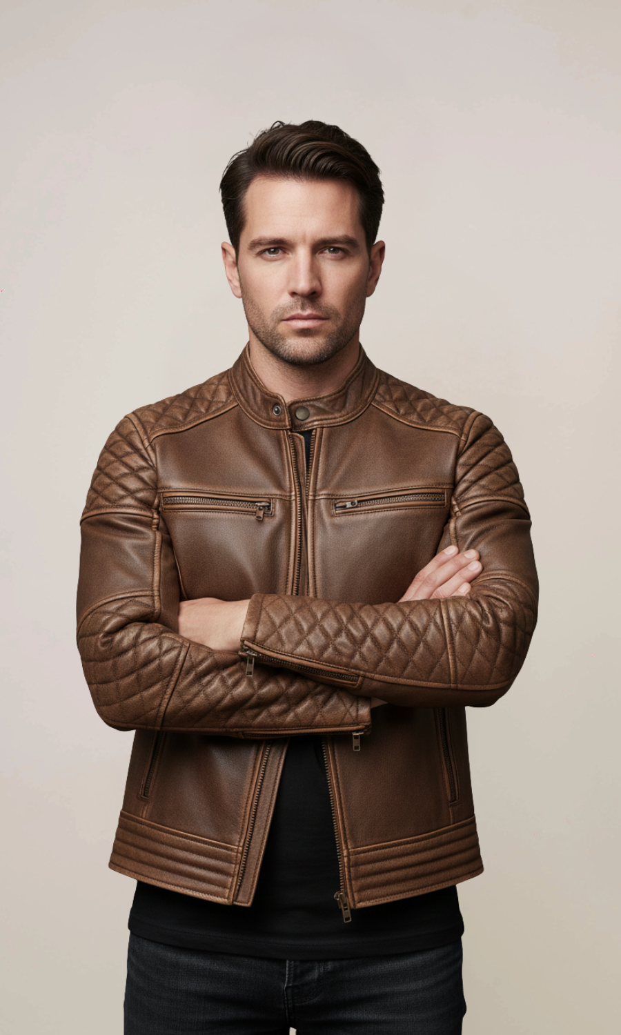 Men’s Vintage Cafe Racer Leather Jacket