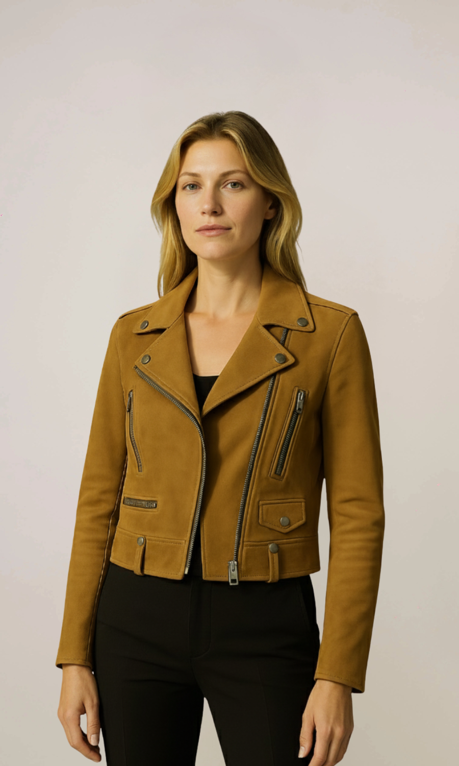 Women’s Motorcycle Tobacco Suede Leather Jacket