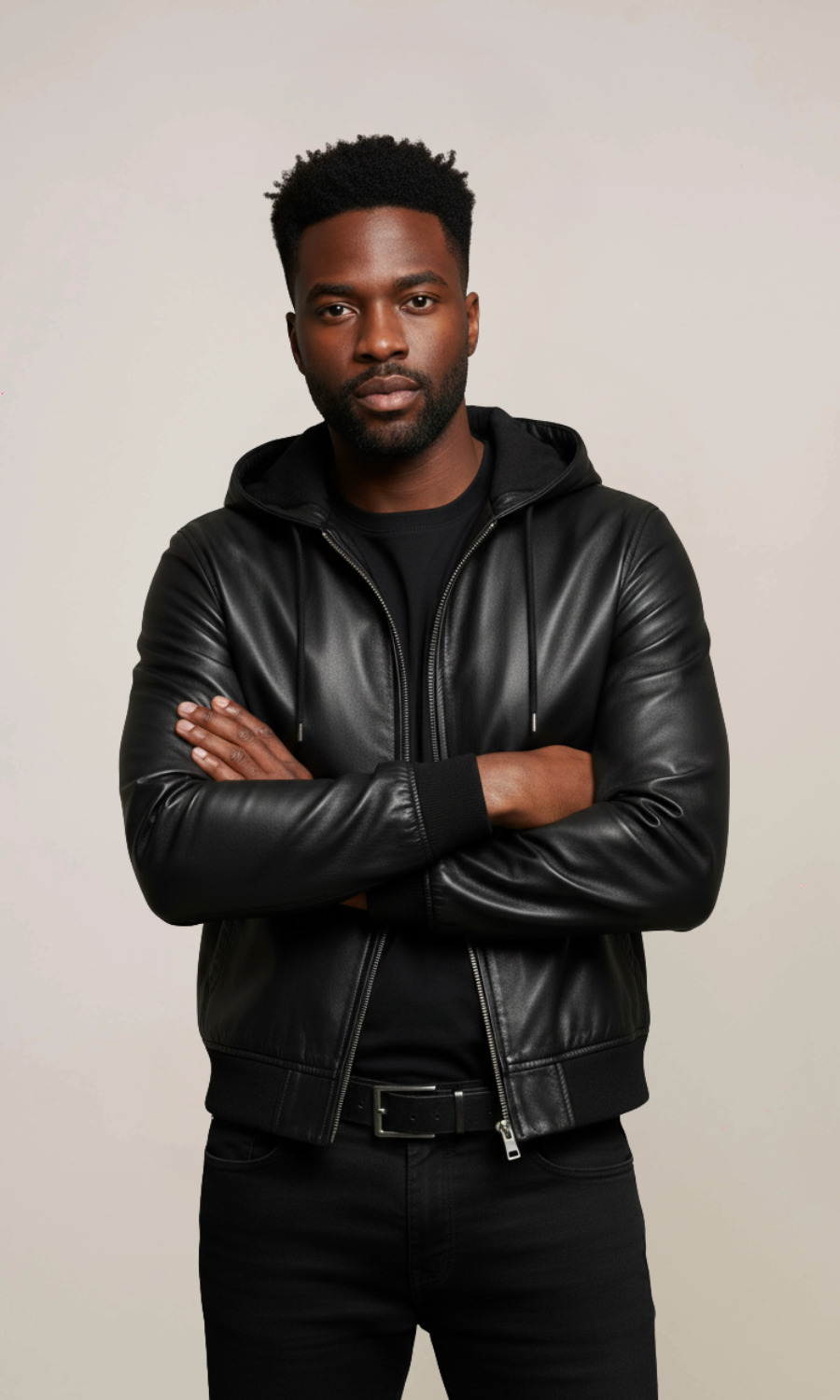 Men’s Hooded Lambskin Leather Jacket