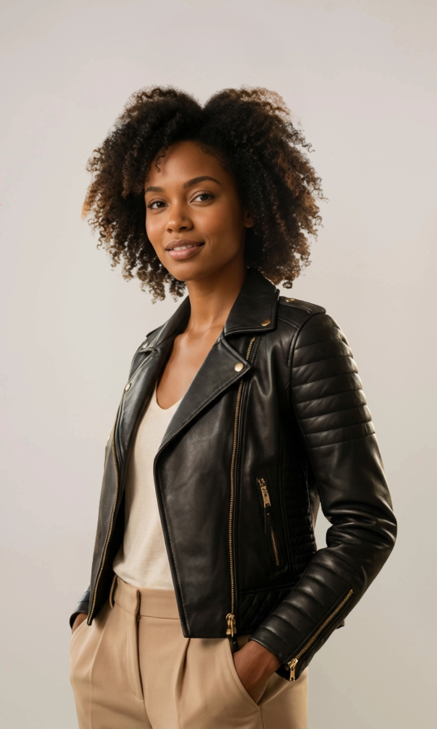 Women’s Lambskin Motorcycle Leather Bomber Jacket