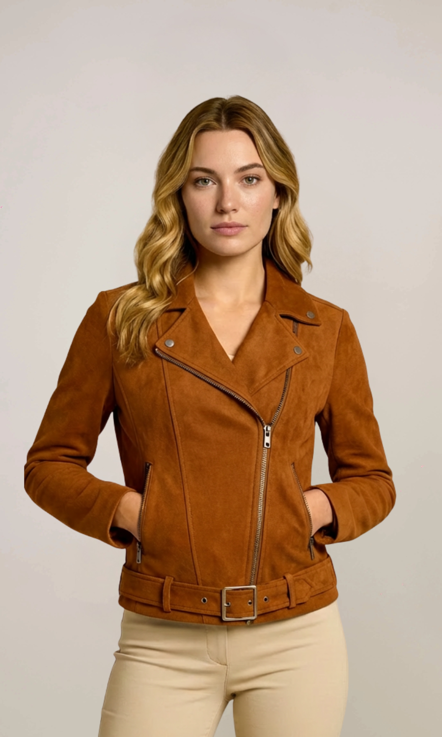 Women’s Brown Suede Moto Jacket