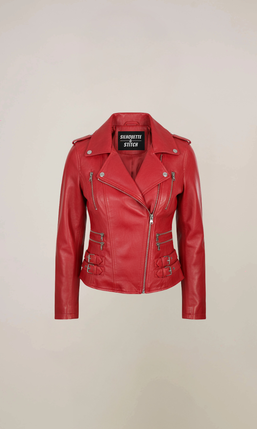 Women’s Red Motorcycle Leather Jacket