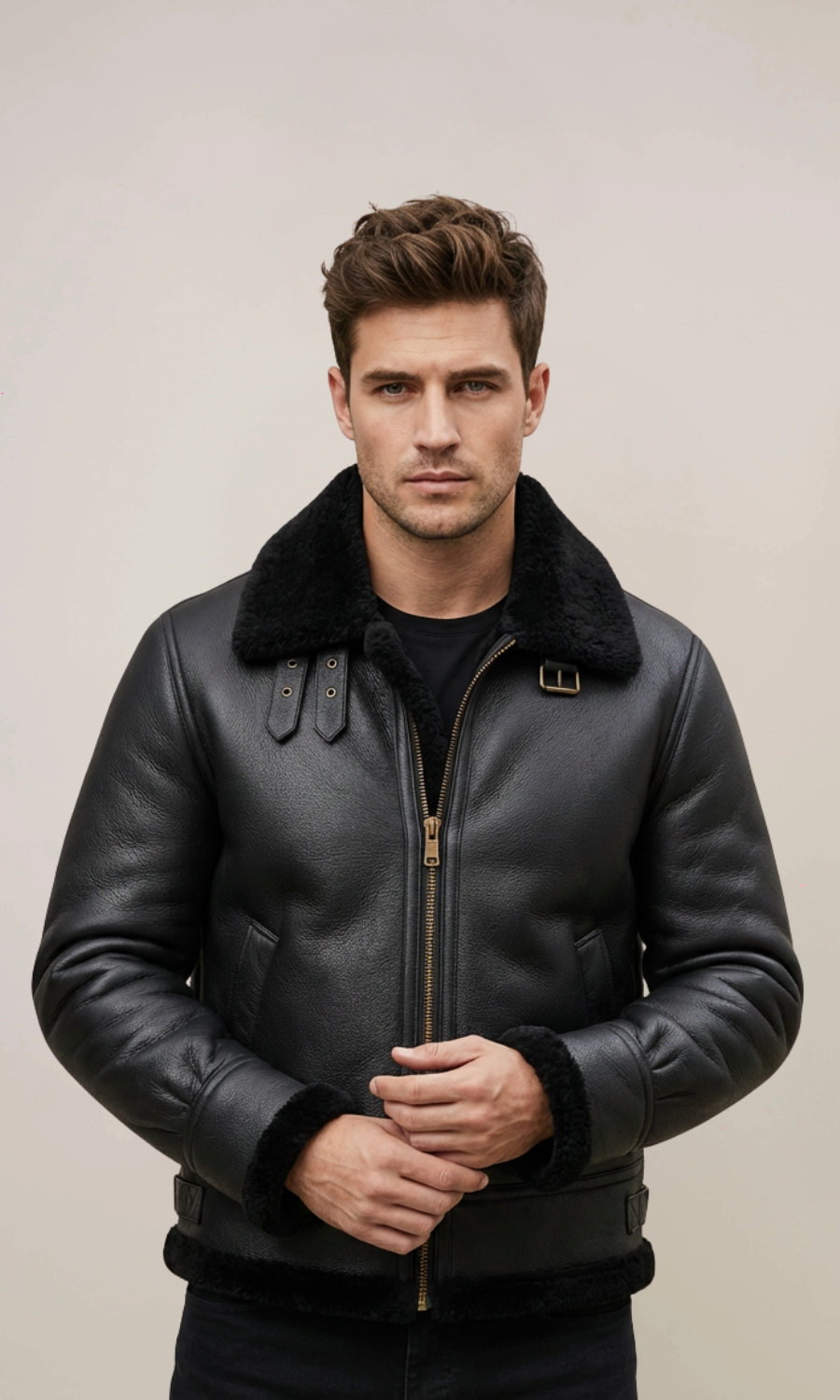 Black B3 Bomber Leather Jacket