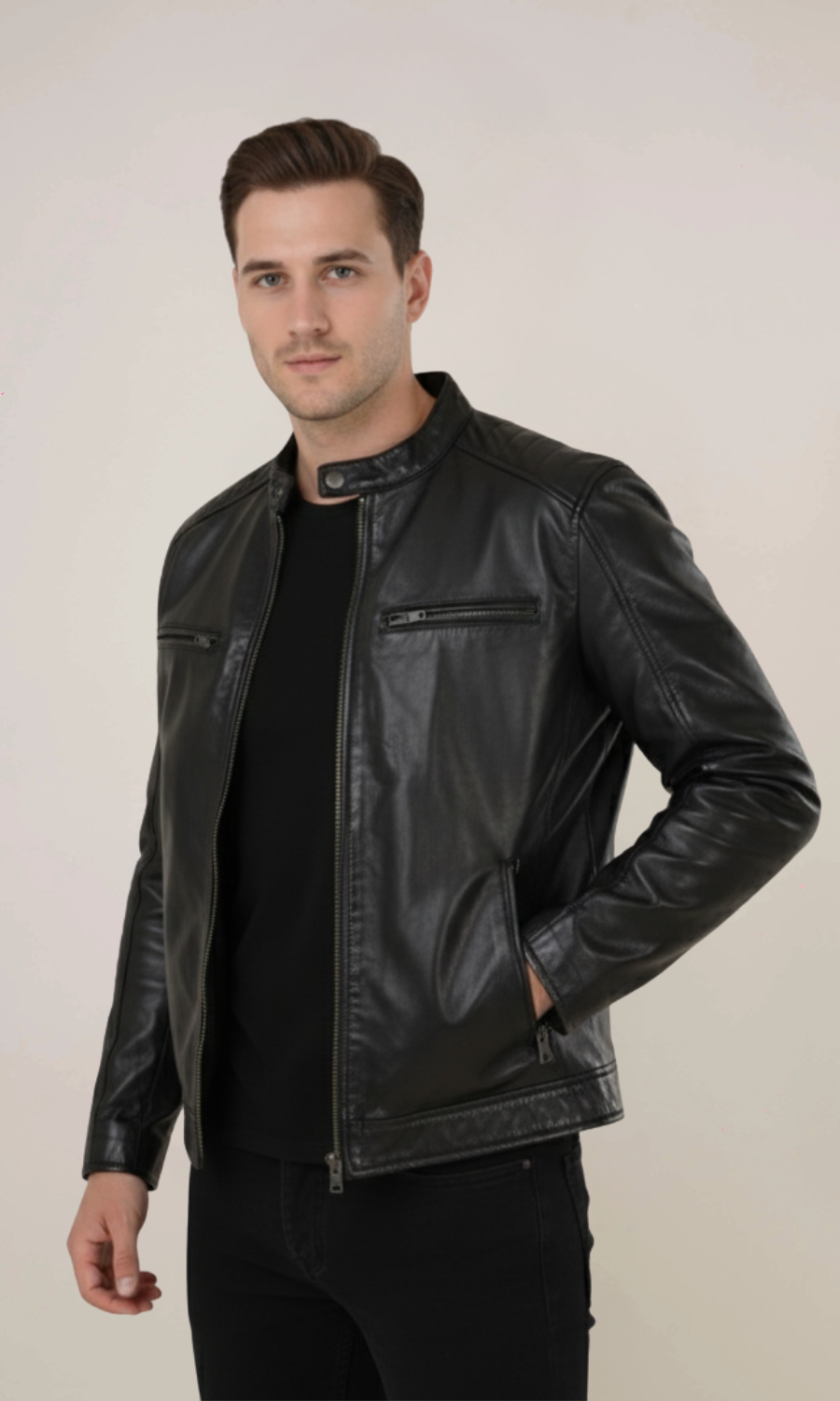 Men’s Black Motorcycle Leather Jacket