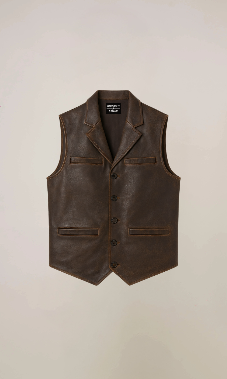 Men’s Brown Distressed Leather Vest