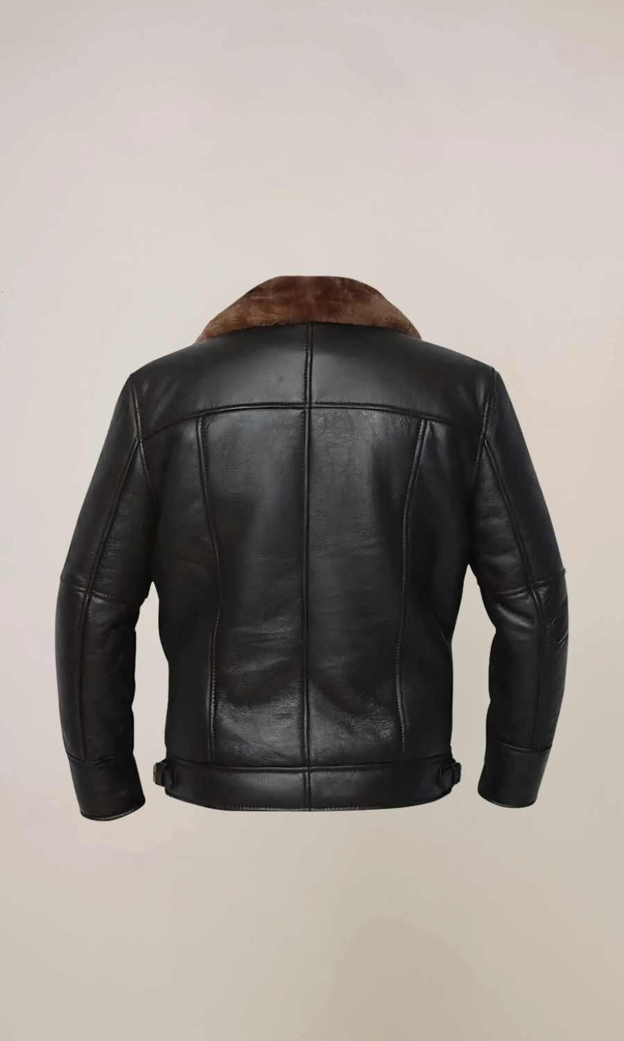 Men’s Black Aviator Bomber Fur Shearling Sheepskin Leather Jacket