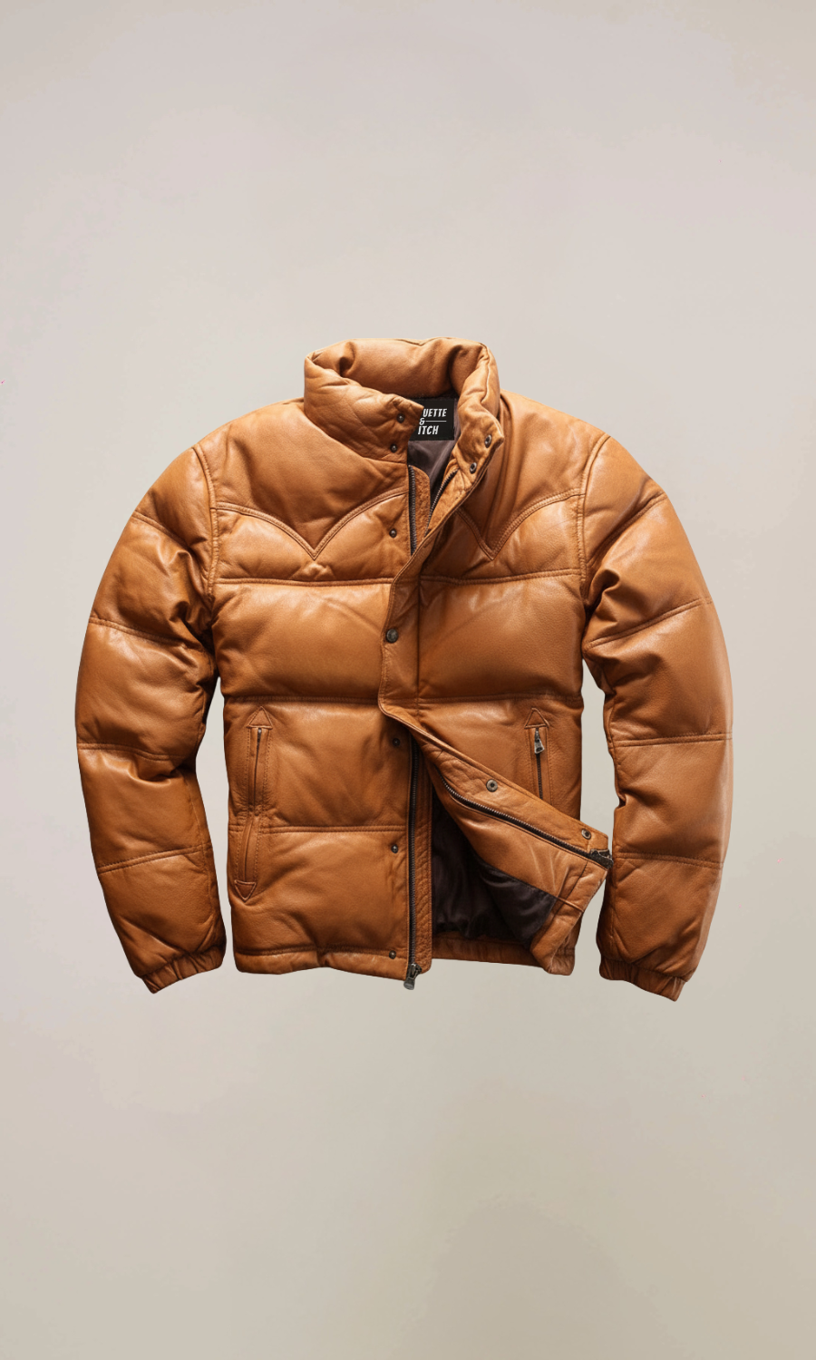 Men’s Leather Puffer Bomber Jacket